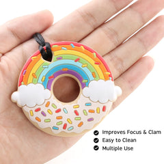 AmazingM Rainbow Donut Teether dishwasher-safe feature—easy cleaning.