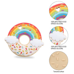 AmazingM Rainbow Donut Teether handheld view—sensory-friendly design for focus.