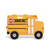 AmazingM school bus teether yellow calms teething gums during playtime.