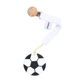 AmazingM soccer teether closeup showing textured silicone surfaces for soothing gums.