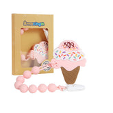 AmazingM teether with textured surfaces soothes babies' gums during teething.