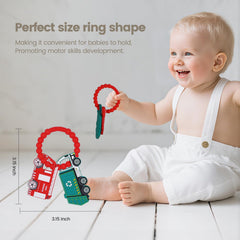 AmazingM teether with textured surfaces and colors for multi-sensory engagement.