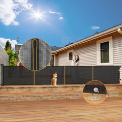 AMAZKRUS retractable gate fully extended across a wide doorway for child and pet safety