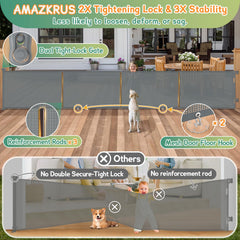 AMAZKRUS retractable gate for doorways 34-inch tall provides safe access for stairs and hallways.