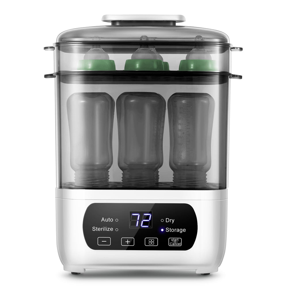 AMZBABYCHEF bottle steamer-dryer front view for quick, hygienic bottle prep.