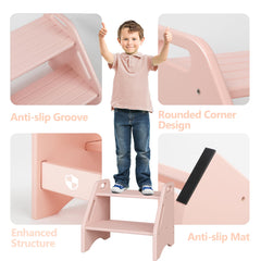AMBIRD bamboo step stool kitchen use showcases compact height for sink access.