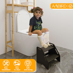 AMBIRD step stool with handles provides extra balance when reaching into cabinets