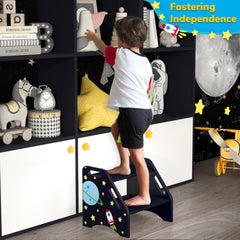 AMBIRD toddler step stool wooden structure highlights rounded edges for kid safety