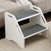 AMBIRD wooden step stool with removable mats keeps toddlers secure and mats easy to wash