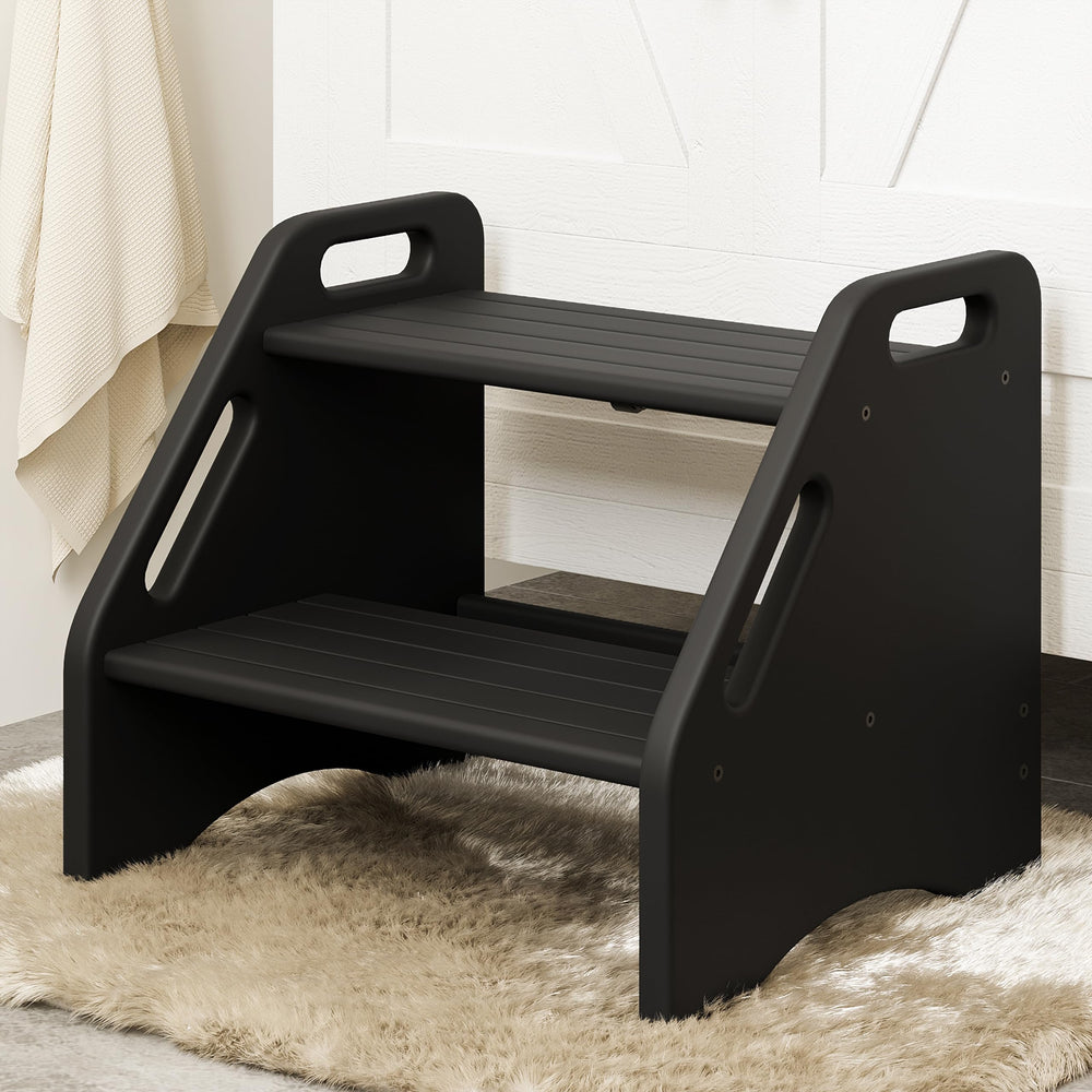 AMBIRD wooden step stool two-step design supports up to 300 lbs for secure everyday reaching