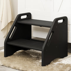 AMBIRD wooden step stool two-step design supports up to 300 lbs for secure everyday reaching