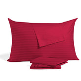 Ambition Home Toddler Pillowcase 13x18 burgundy striped with zipper for secure nightly use.