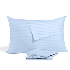 Ambition Home youth pillowcase 16x22 light blue folded shows durable Egyptian cotton softness.