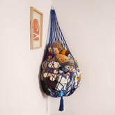 Amdermi stuffed animal storage hammock blue XL mounted in corner saves space