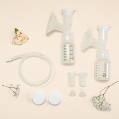 Ameda HygieniKit components with valves and tubing for easy cleaning.