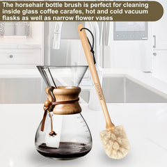 AMERWASH PLUS beechwood handle provides sturdy grip when cleaning wet bottles.