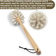 AMERWASH PLUS horsehair bristles scrub delicate glass without scratching surfaces.