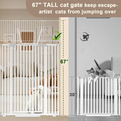 Amibud 67inch high cat gate open with easy access