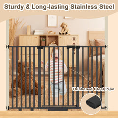 Amibud Extra Wide Baby Gate on stairs showing safe passage and quick setup.