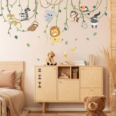 Amimagen Sloth wall decal climbing trees creates a calm bedroom centerpiece