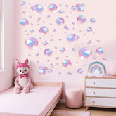 Amimagen Color Bubble Wall Stickers create an ocean inspired bathroom scene that is easy to refresh.
