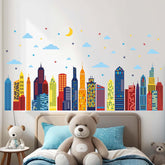 Amimagen Colorful City Skyline wall stickers — vivid skyline display for kids' room decoration.