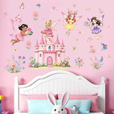 Amimagen Flower Fairy Castle wall sticker with butterflies enhances a playful nursery ambiance