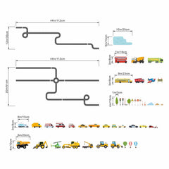 Amimagen large construction vehicles wall stickers playroom decor with action driven imagery