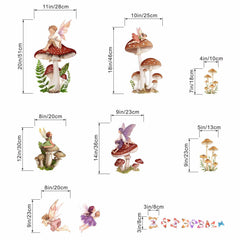 Amimagen mushroom fairy wall stickers ideal for kid spaces and classroom decor.