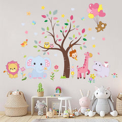 Amimagen Pink Animals monkey decals add cheerful vibe to baby room with simple peel-and-stick