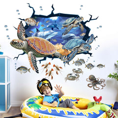 Amimagen sea turtle wall sticker close-up showing vibrant colors for nursery decor.