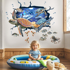 Amimagen sea turtle wall stickers set helps create a cohesive ocean theme.
