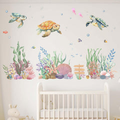 Amimagen Seaweed Grass wall decals enhance decor and easy cleaning in bathrooms