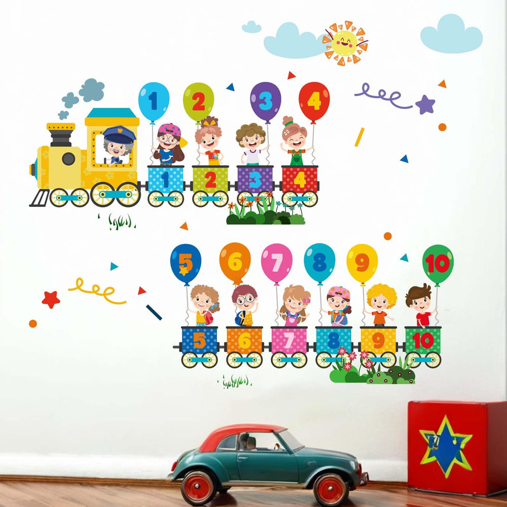 Amimagen Train Number wall decals collection for kid-friendly room decor and early learning