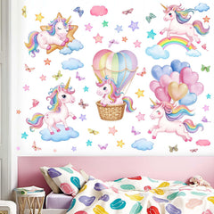 Amimagen unicorn rainbow wall decal with balloons and stars sparks imagination in girls' rooms