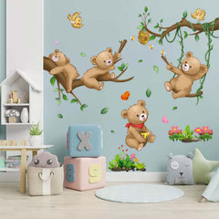 Amimagen Woodland Bear Wall Stickers add a cozy woodland vibe to your nursery.
