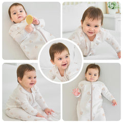 amo nenes sleep sack in use illustrates comfortable movement and warm coverage.