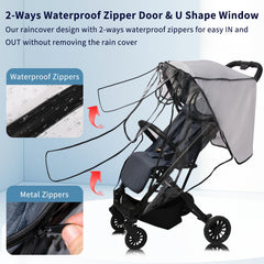 AMORBASE stroller rain cover side view maintains airflow for comfortable outings.