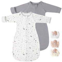 Amrcbb transitional swaddle arm-up sleeves shows secure newborn sleep