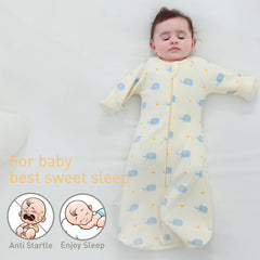 Amrcbb swaddle sack with mitten cuffs close-up showcasing partial startle reflex suppression
