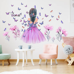 Amtoodopin butterfly girl wall sticker on windows and mirrors adds whimsical charm