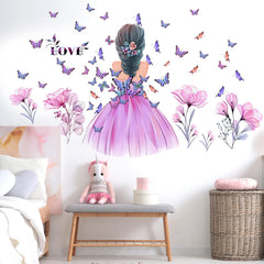 Amtoodopin pink floral wall art brightens bedrooms with butterfly accents