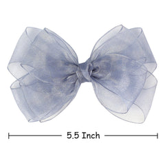 Amybasic gray organza double bow packaging display for gift-ready presentation.