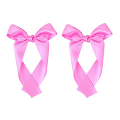 Amybasic hot pink satin bow closeup showing glossy finish for everyday wear.