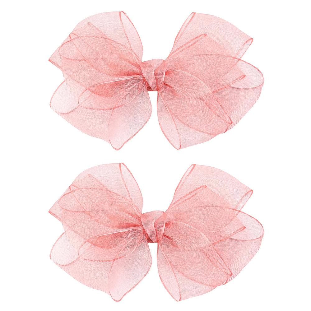 Amybasic organza double bow on alligator clip adds delicate pink elegance for everyday outfits