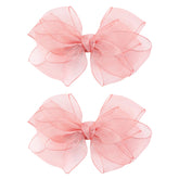Amybasic organza double bow on alligator clip adds delicate pink elegance for everyday outfits