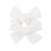 AMYDECOR 3.2-inch girls white linen hair bow clip left side for everyday wear