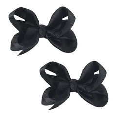 AMYDECOR 3 inch satin bow black closeup with silky shine
