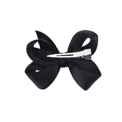 AMYDECOR model wearing 3 inch satin bow black for polished look