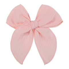 AMYDECOR pink fable bow front view showcases soft linen-cotton comfort.